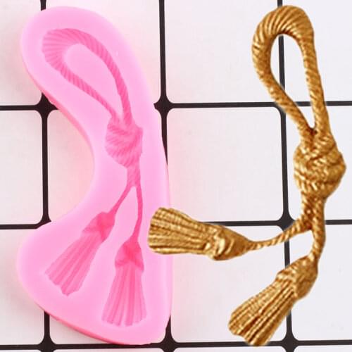 European Style Curtain Hemp Rope Knot Cake Border Silicone Mold Candy Clay Chocolate Molds Wedding Fondant Cake Decorating Tools
