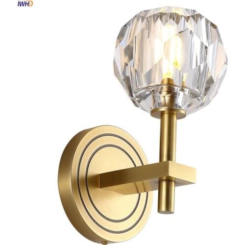 Nordic Copper Wall Lamps Crystal Wall Lights Creative Wandlamp Minimalism Bedroom Light Mirror Light For Home Decoration Bar