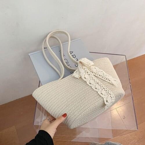 Bucket Straw Beach Bag Vintage Woven Shoulder Bags Rattan Bohemian Summer Vacation Casual Handbag
