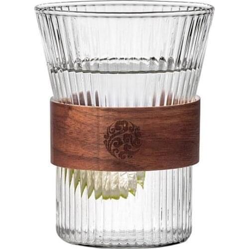 Gaopeng Glass Vertical Lines Transparent Tea Coffee Milk Cups Water Goblets Drinkware