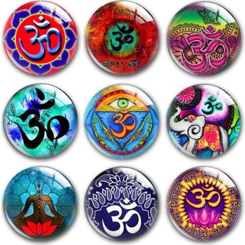 Yoga glass cabochon,Dhalsim OM Mandala Vinyasa YOGA India gym sports Round photo glass cabochon demo flat back Making findings