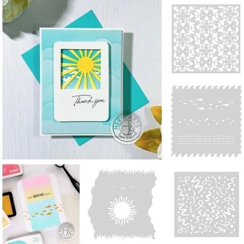 GRASS STREAMER TILE CLOUDS Stencil Scrapbook Diary Decoration Stencil Embossing Template DIY Greeting Card Handmade Gift New