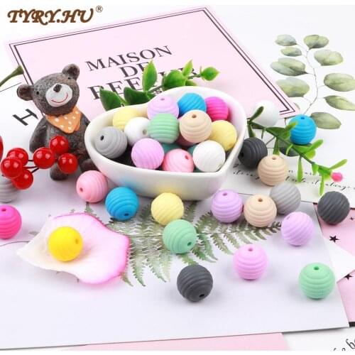 TYRY.HU 10Pcs Silicone Beads Round Spiral Beads Pacifier Chain Leash Decoration BPA Free Food Grade Baby Teether Perle Silicone