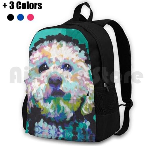 Poodle Maltipoo Dog Bright Colorful Pop Dog Art Outdoor Hiking Backpack Waterproof Camping Travel Toy Poodle Miniature Poodle