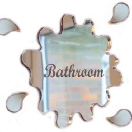 Bathroom Mirror Sign , Bathroom Puddle Mirror 12cm x 10cm Door Sign ,Super Cool Creations Engraved