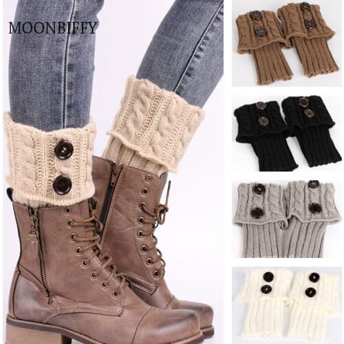 1 Pair Women Short Button Crochet Leg Warmers Winter Fall Knit Boot Cuffs Socks Boot Warmers Boot Toppers Gaiters Leg Warmers