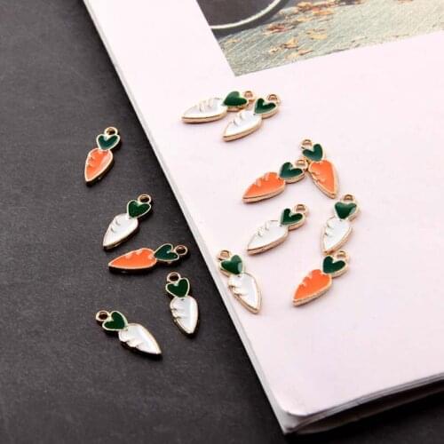 10Pcs DIY Small Carrot Pendent Metal Enamel Charm for Jewelry Making Handmade Korean Bracelet Earrings Jewelry Accessories C64