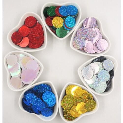 10g/90Pcs/Bag 25mm Laser Color Sequins Flat Sheet Large Round PVC Paillettes DIY Wedding Sewing Craft Lentejuelas Accessories
