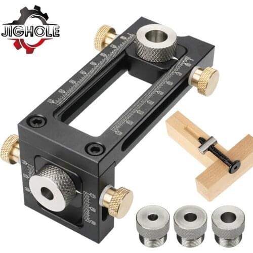 2-In-1 Doweling Jig Drill Puncher Locator Cross Oblique Flat Head Bed Cabinet Alloy Hole Puncher for Bed Furniture Connecting