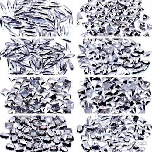 20pcs Hematite Storm Rhinestone Super-Flash Trapezoidal Rectangular Square Transparent Water Drill Decorations Supplies Jewelry