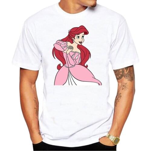 2021 New Funny Mermaid Ariel Tshirt T shirts Casual Clothes Men Fashion Clothing T-Shirt Tee Top