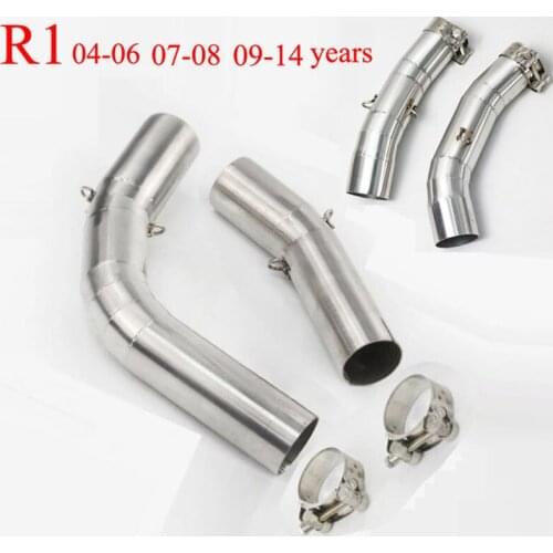 Motorcycle Exhaust Adapter Middle Link Pipe Stainless Steel Slip on Exhaust For YAMAHA YZF R1 2004-06 2007-08 2009-14 Years