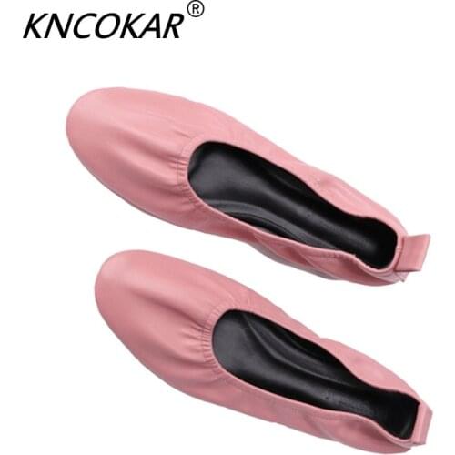 KNCOKAR Grandma Shoe Female Flat Bottom Spring New Style Shallow Mouth Restoring Ancient Ways Ballet Shoe Female Single Shoe