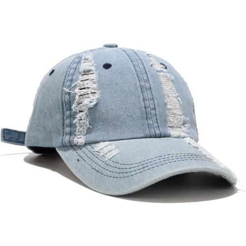 Vintage adult men casual adjustable Dad hats New women casual cotton denim Hip hop ripped baseball caps Gorros