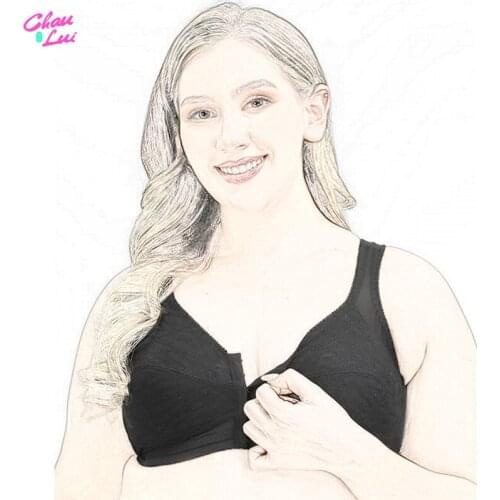 Sexy Front Closure Lace Bralette Push Up Minimizer Large Size Bra Full Cup Comfort T-Back Underwear Ultra-thin Cotton Brassiere