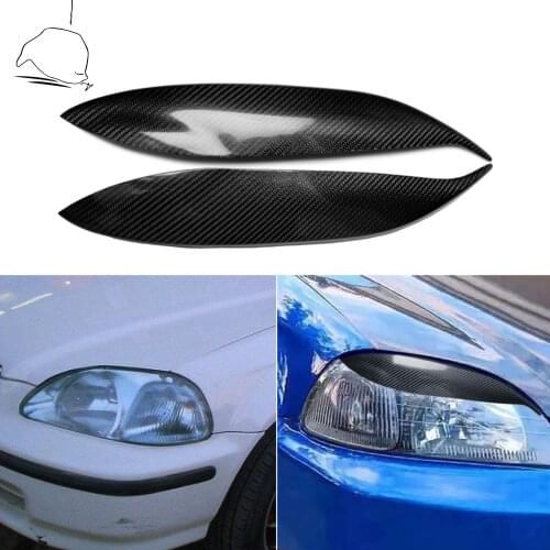 For Honda Civic 1996-1998 Carbon Racing Sports Vehicle Eyebrow Sticker Eyelashe Lips Auto Headlight Eyelid Trim Car Accessories