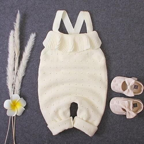 Baby Girls Pure Color Hollow Out Braces Infant Rompers Clothes New 2020 Autumn Winter Baby Girl Kids Knitting Rompers