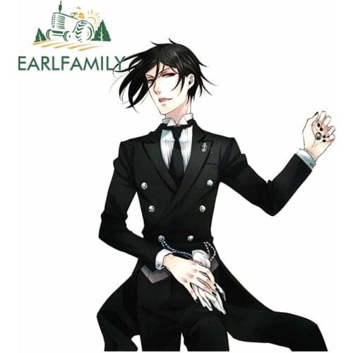 EARLFAMILY 13cm x 10cm for Black Butler Sebastian Michaelis Car Stickers Scratch-Proof Decal Suitcase Surfboard Vinyl Car Wrap