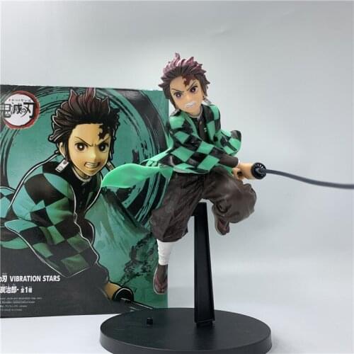 18cm Kamado Tanjirou Jump Hold Sword PVC Action Figure Demon Slayer Kimetsu no Yaiba Tanjirou Nezuko Fighting Ver. Model
