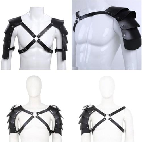 Fetish Gay Shoulder Harness Men Sexual Leather Body Cage Chest Harness Belt Strap Erotic Rave Costumes for BDSM Bondage Gay