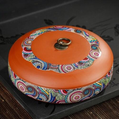 Purple Clay Tea Jars Round Sugar Bowl Spices Storage Box 20.5*7.5cm Tea Tank Container High-capacity Kitchen Food Organizer Box