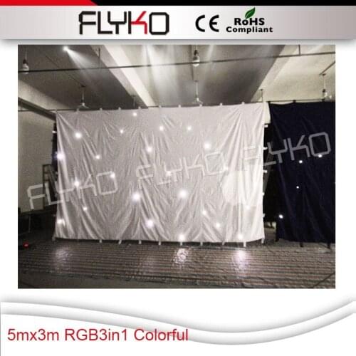 Flyko stage RGBW star cloth lighting 3x5 meter led star cloth decoration velvet fireproof