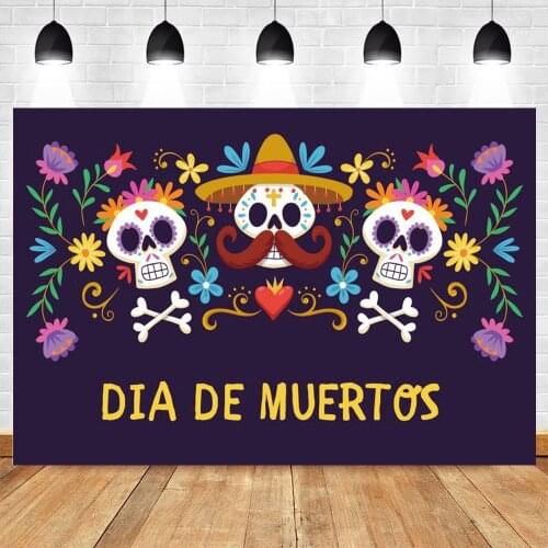 Yeele Photography Background Day of The Dead Mexican Floral Sugar Skull Birthday Party Decoration Backdrops For Photo Studio