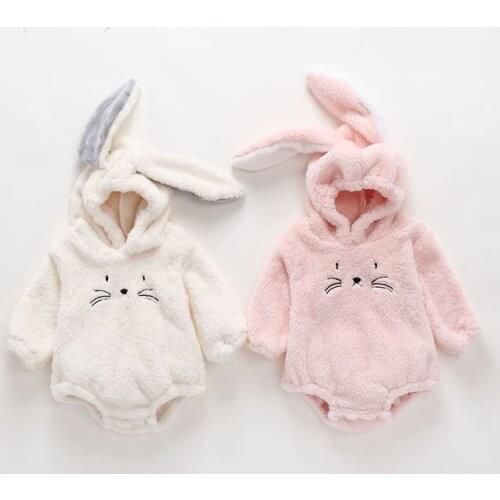 2021 New baby Newborn Baby Princess Girl Clothes Long Sleeve Hoddies Romper Rabit Cat Face Photo Clothes Autumn Winter 0-18M