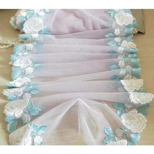 Purple Tulle Lace Trim Light Yellow Roses Flowers Floral Embroidered Scalloped Lace 11.8 Inches Wide High Quality By The Yard