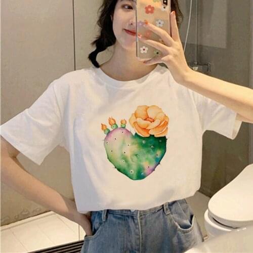 Summer woman colorful flower Fashion Print T-shirt Ladies Casual Harajuku Graphic T-shirt Short Sleeve beauful flower Tshirt
