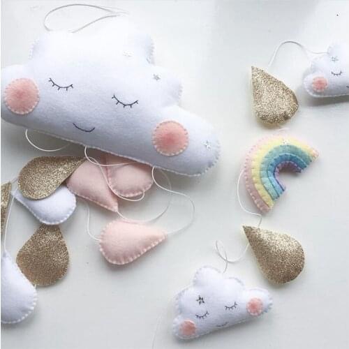 Soft Baby Bed Ornaments Campanula Pendant DIY Kid Toy Cloud Air Balloon Felt Wind Bell Wall Hanging Decor pillow gift for friend