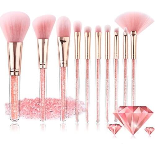 10Pcs Professional Pink Cosmetics Makeup Brush Set Concealer Blending Soft Synthetic Hair Blush Foundation Eye Brush Makeup Tool