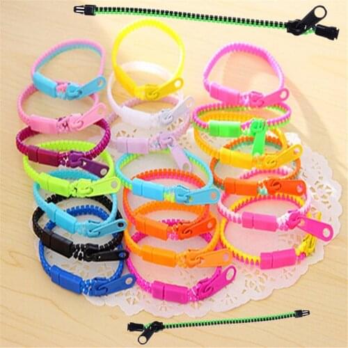 2021 New Zip Bracelet Wristband Dual & Single Color Metal Zipper Bracelet Fluorescent Neon Creative bracelet for women GIFT