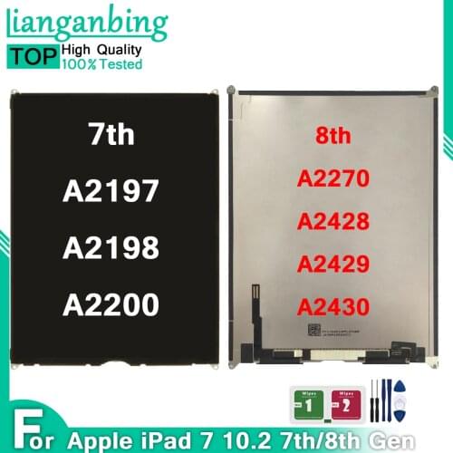 Original LCD For Apple iPad 7 10.2 Display Panel For iPad 7 10.2 A2197 A2198 A2200 LCD Display Touch Screen Replacement Assembly