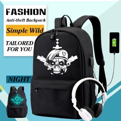 New Call-of-Duty Game Luminous Backpack Student School Bags USB Charging Anti-theft Travel Backpack