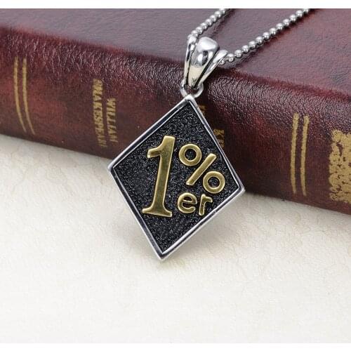 Silver color Gold color Men 1%er One Percenter Outlaw Biker Motorcycle Club Stainless Steel Pendant