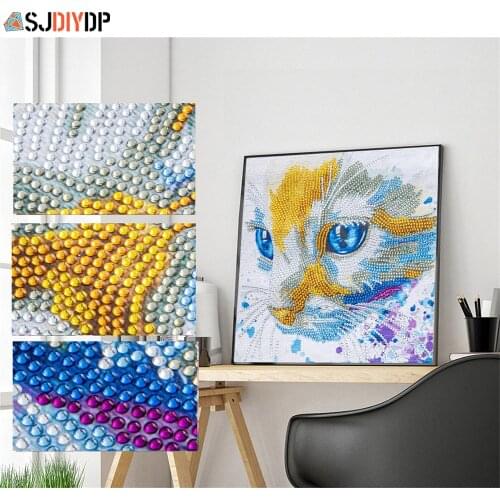 SJDIYD 5D Diamond Painting Special Shaped Cat Animal Diamond Mosaic Partial Rhinestone Cross Stitch Kits Mandala Home Decor