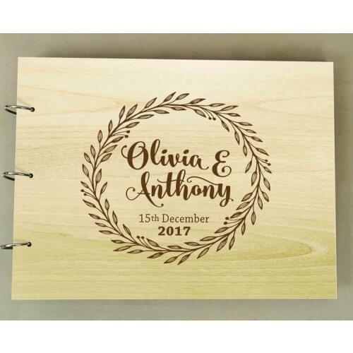 Custom Scrapbook, Rustic Wedding Guestbook, Wood Wedding Guest Book, Personalized Wooden Engraved Sign in Book, Bridal Shower