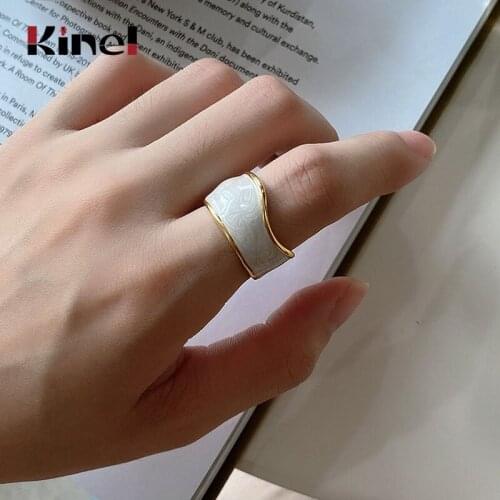 Kinel Korea 925 Sterling Silver Enamel Rings For Women Wedding Party Girls Gifts Open Finger Rings Fashion Jewelry