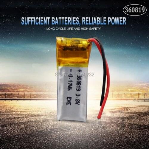 1pc 3.7v 50mah 360819 Lithium Polymer LiPo Rechargeable Battery li ion li-polymer For DIY Mp3 bluetooth Recorder headphone