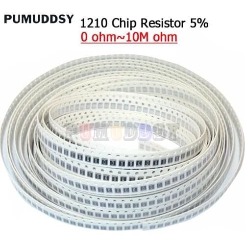 100PCS 1210 5% 1/2W SMD Chip Resistor Resistors 0R - 10M 0 10 100 220 470 Ohm 0R 10R 100R 220R 470R 1K 2.2K 4.7K 10K 100K 1M 10M