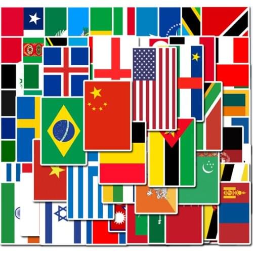50 100 PCS Countries National Flag Sticker Toys for Children Soccer Football Fans Decal Scrapbooking Travel case Laptop Stickers