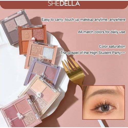 4 Color Eye Shadow Easy To Color Matte Pearlescent Earthy Shiny Waterproof Long Lasting Eye Shadow Palette TSLM1