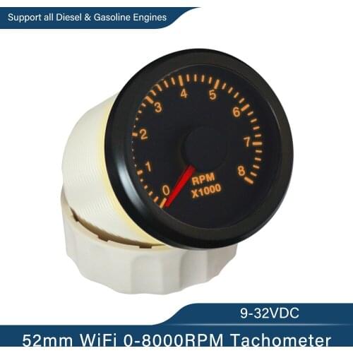 52mm 2inch WiFi Tachometer 0-4000RPM Programmable Gauge Adjustable for Generator Car Boat Diesel Gasoline Engine Speed 12/24V