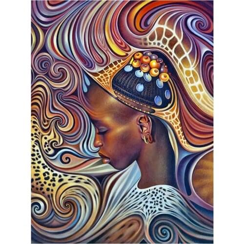 African Woman Portrait Diamond Painting Round Full Drill Abstract Nouveaute DIY Mosaic Embroidery 5D Cross Stitch Home Decor