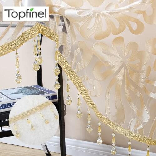 Topfinel Curtain Accessories Luxury Bottom Lace Decoration Tassel Pendant Curtain Beads Lace Crystal Beads Curtain Pendant