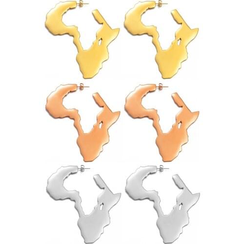 Anniyo African Map Big Earrings Exaggerate Wedding Stud Earring Ornaments Traditional Ethnic Hyperbole Ethnic Jewelry #237221