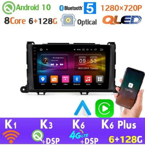 QLED 1280*720P 6G+128G Android 10.0 GPS Radio For Toyota Sienna 3 XL30 2010-2014 AHD 1080P HDMI SPDIF Car Multimedia Player
