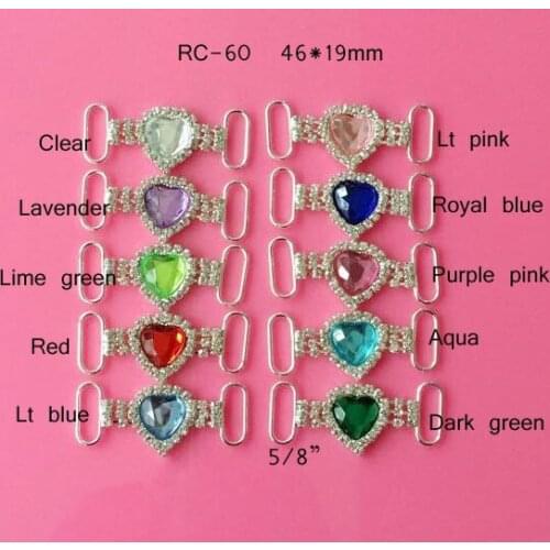 Free shipping heart rhinestone connector 10PCS can choose colors (RC-60)