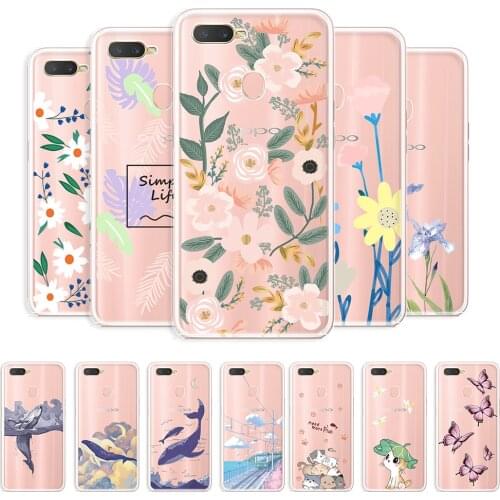 For OPPO A7 Case Transparent Soft Case For OPPO A7 a7 Clear Shockproof Cover For OPPO A7 Flower Fashion Shell For OPPO A7 Fundas